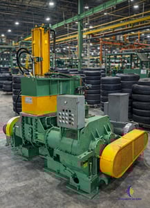 ครื่องผสมยาง ขนาด 55 ลิตร  - แบบเข้าหน้า ออกหลัง   - มอเตอร์ 100 แรงม้า : ผสมงานเนียน เร็ว