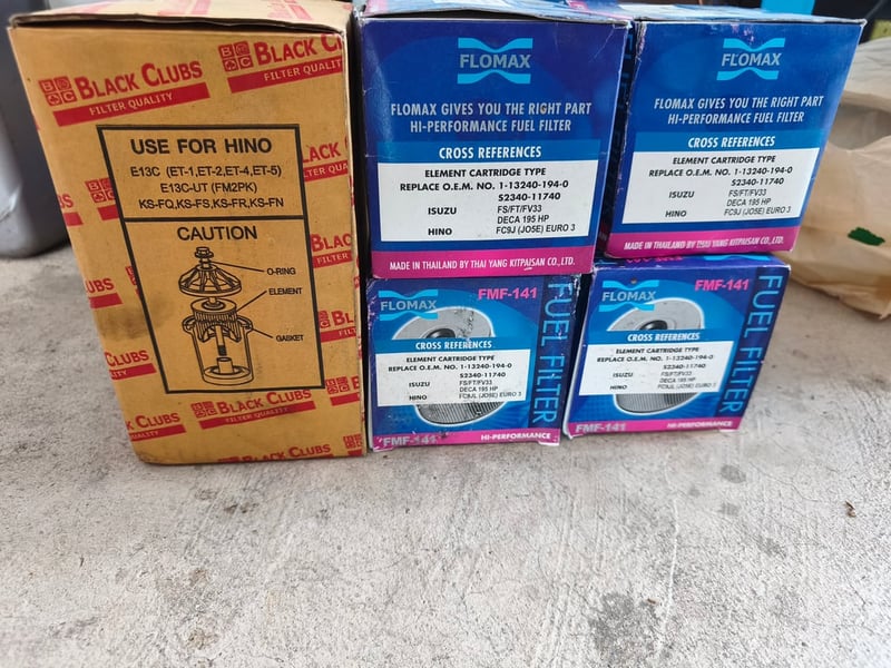 ขาย ผ้าเบรครถบรรทุก+กรองดักน้ำ isuzu deca 195 กรองโซล่า e13c