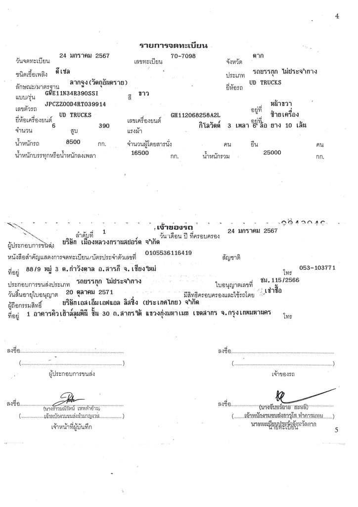 UD GWE 390แรงม้า รถบรรทุก 10ล้อ หัวลาก เฉพาะหัว ปี2024 เลขไมล์น้อยกว่า 500,000 กม.