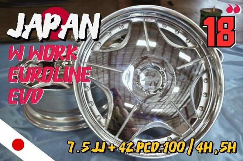 ล้อWork Euroline EVD 18 ล้อมือ1 ไม่เคยใช้งาน japan chrome