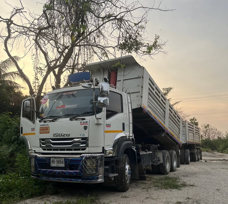 รถ10พ่วงISUZU 360แม่ลูกปี57 ดั้มเสาธง 