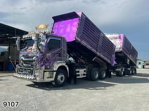 ‼️สิบล้อดั้มพ์ ISUZU FXZ 360 แรง ปี 2566 แม่ยาว 6.20 กว้าง 2.55 สูงพื้น 1.90 น้ำหนักตัวแม่  13,580 กก. ‼️ หางดั้มพ์ สามเพลา อู่แม็กซ์เทรลเลอร์ ปี 2566(9107 , 9108)