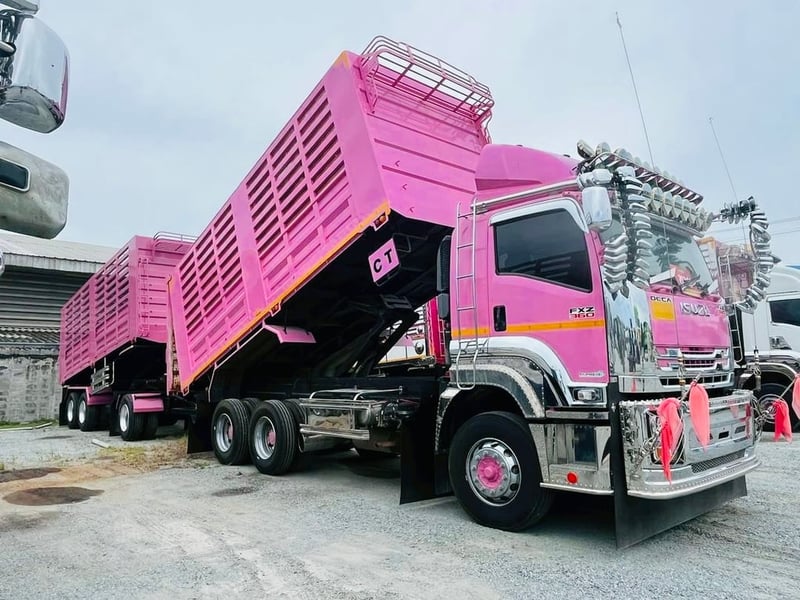 สิบล้อดัมพ์พ่วงแม่ลูก ISUZU FXZ 360 แรงปี 66 หางดัมพ์ สามเพลา ปี 66 (1364)(2110)