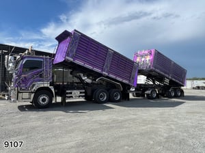 🩷สิบล้อดั้มพ์ ISUZU FXZ 360 แรง ปี 2566  น้ำหนักตัวแม่  13,580 กก. 🩷หางดั้มพ์ สามเพลา อู่แม็กซ์เทรลเลอร์ ปี 2566   น้ำหนักประมาณ 9,880 กิโลกรัม  (9107 , 9108)