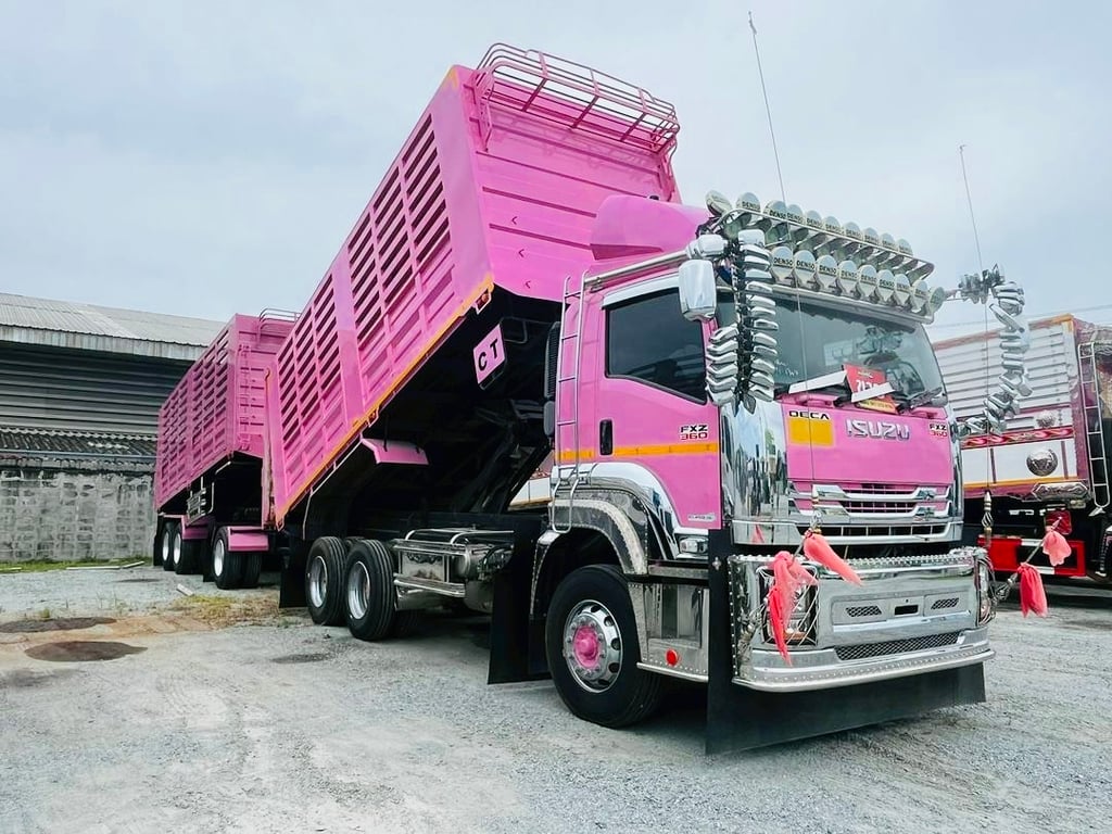 สิบล้อดัมพ์พ่วงแม่ลูก ISUZU FXZ 360 แรงปี 66 หางดัมพ์ สามเพลา ปี 66 (1364)(2110)