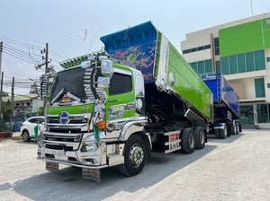 สิบล้อดั้มพ์ HINO FM1A 344 แรง ปี 2566 + หางดั้มพ์ สามเพลา อู่ ส.สมบัติ ปี 2566 (5902 5237)