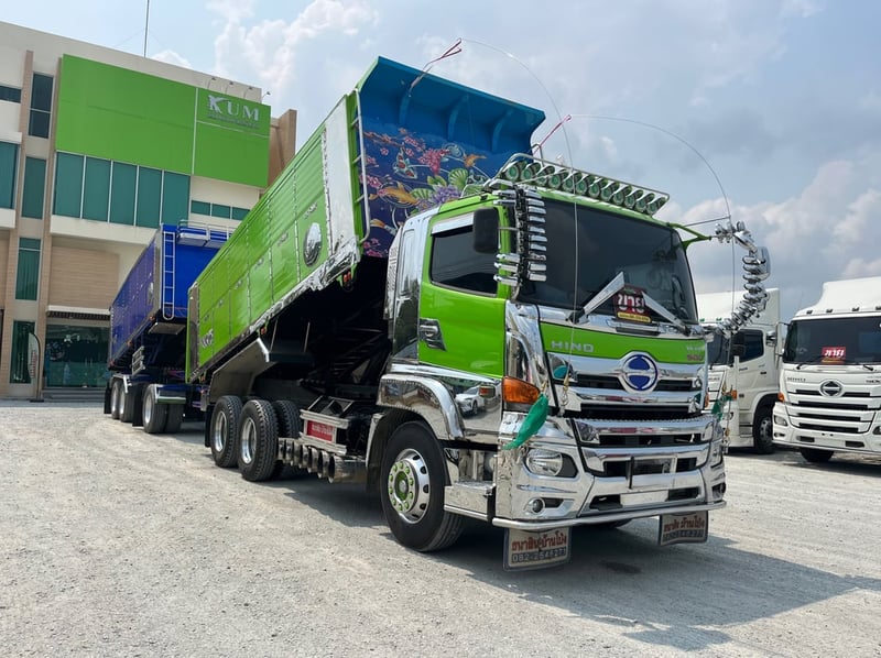สิบล้อดั้มพ์ HINO FM1A 344 แรง ปี 2566 + หางดั้มพ์ สามเพลา อู่ ส.สมบัติ ปี 2566 (5902 5237)