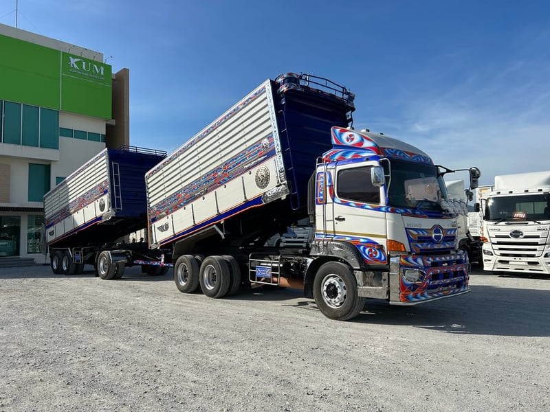 บรรทุกได้ 30+ ตัน พ่วงดั้มเกษตรแท้ HINO FM1A 344 แรง ปี 61+หางดั้มพ์ สามเพลา (3362,3363)