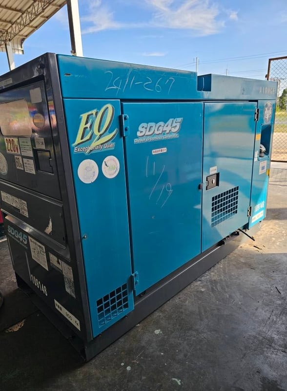 เครื่องปั่นไฟ AIRMAN รุ่น EQ ขนาด 45 KVA เครื่องยนต์ KUBOTA สภาพเดิมๆ เครื่องเงาๆ สวยๆ จากญี่ปุ่น พร้อมใช้งาน
