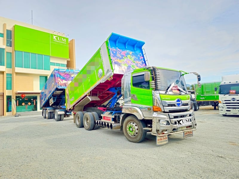 สิบล้อดั้มพ์พ่วงแม่-ลูก HINO FM1A 344แรง ปี 66 หางดัมพ์ สองเพลา อู่พนัส ปี 65 (5902)(2075)