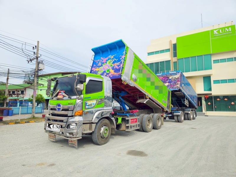 สิบล้อดั้มพ์พ่วงแม่-ลูก HINO FM1A 344แรง ปี 66 หางดัมพ์ สองเพลา อู่พนัส ปี 65 (5902)(2075)