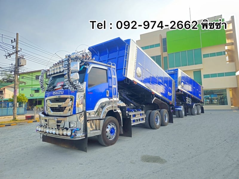 สิบล้อดั้มพ์พ่วงแม่ลูก ISUZU FXZ 360แรง ปี 66  หางดั้มพ์ สามเพลา อู่ ส.สมบัติ ปี 66 (5236,5237)
