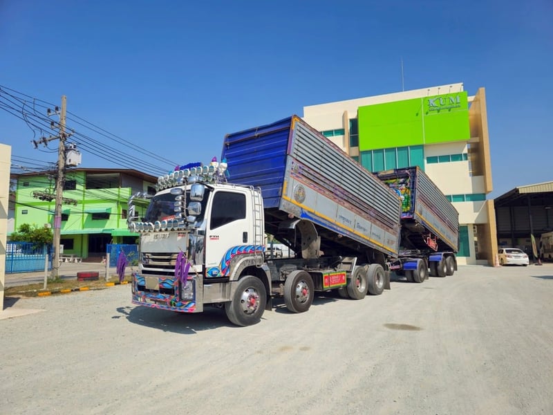 สิบสองล้อดั้มพ์พ่วงแม่ลูก ISUZU FYH 360 แรง ปี 2556(2507)(2508)