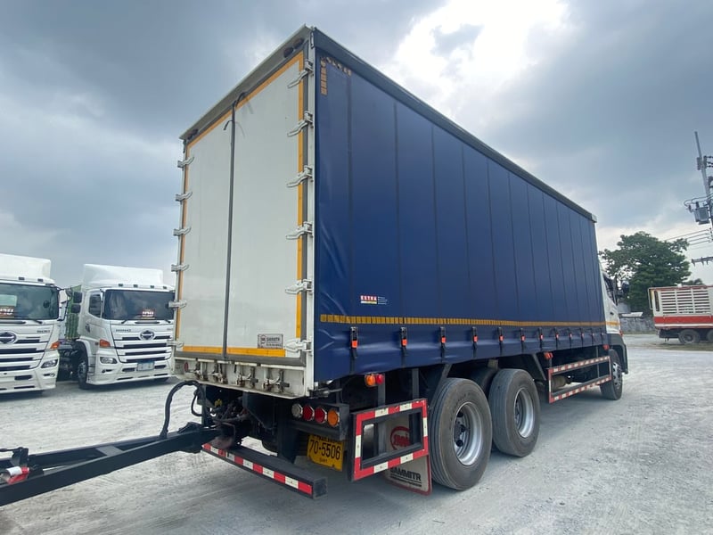 สิบล้อตู้ผ้าใบ HINO FL1A 344 แรงปี 67 ลูกพ่วงตู้ผ้าใบ สามเพลา อู่ สามมิตรปี 67 (5506)(5507) 