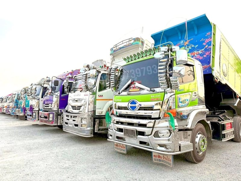 สิบล้อดั้มพ์พ่วงแม่ลูก  HINO FM1A 344 แรง ปี 66 หางดั้มพ์ สามเพลา อู่ ส.สมบัติ ปี 66 (5902 ,5237)