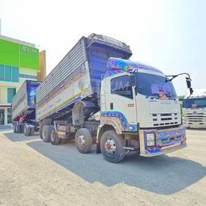 สิบสองล้อดั้มพ์ ISUZU FYH 360 แรง ปี 2555 + หางดั้มพ์ สามเพลา อู่ส.สมบัติ ปี 2557 (0856 2502)