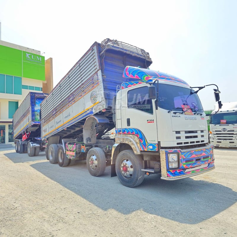 สิบสองล้อดั้มพ์ ISUZU FYH 360 แรง ปี 2555 + หางดั้มพ์ สามเพลา อู่ส.สมบัติ ปี 2557 (0856 2502)