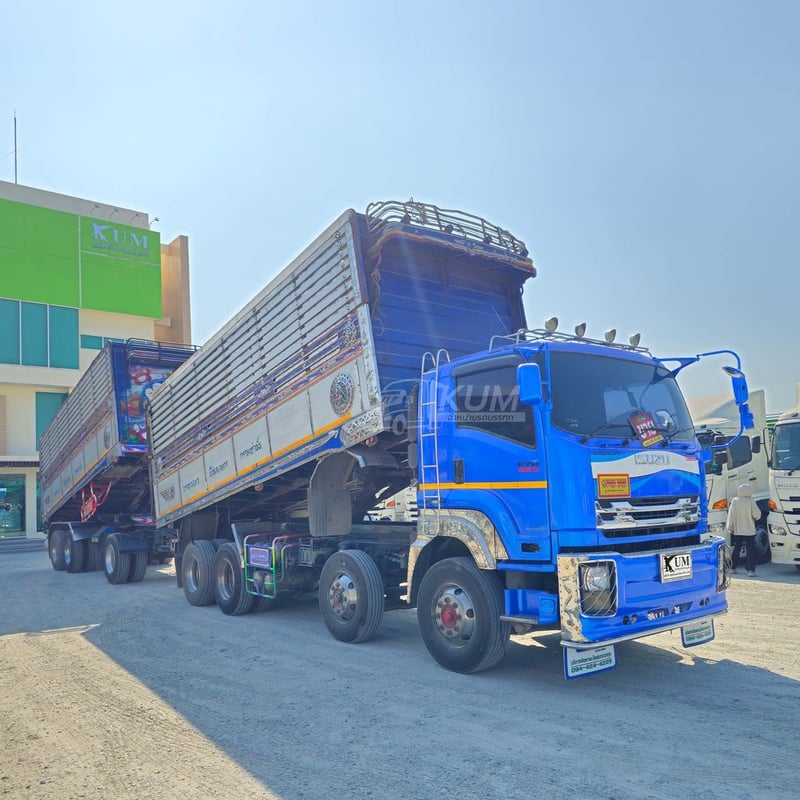 ราคาตัดพ่วงสุดท้าย สิบสองล้อดั้มพ์ ISUZU FYH 360 แรง ปี 56 + หางดั้มพ์ สามเพลา อู่ ส.สมบัติ ปี 56 (2505 2506)