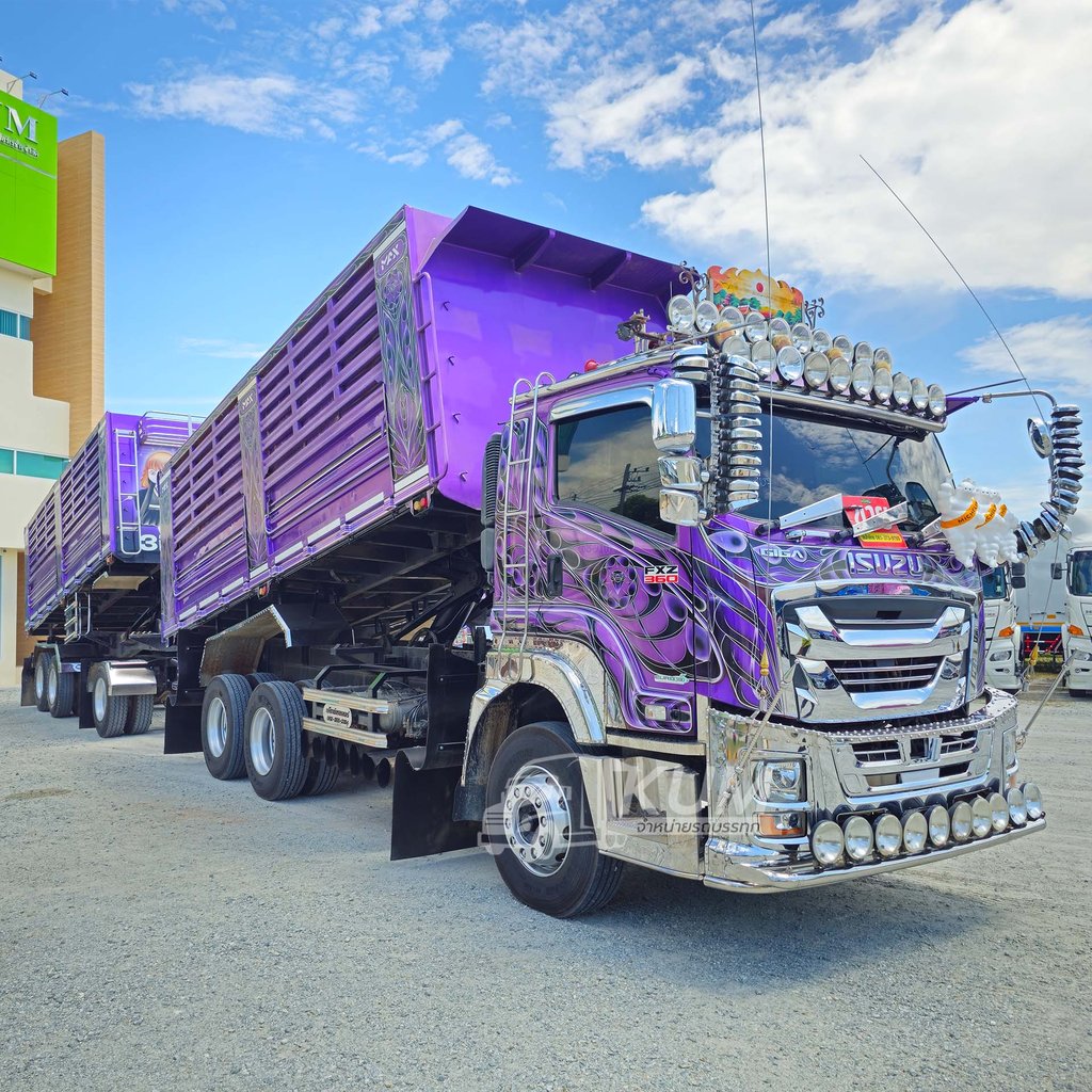 ผ่อน ลด ดอก พ่วงสีม่วงสวยมาก ISUZU FXZ 360 แรงม้า ปี 66 + หางดั้มพ์ สามเพลา ปี 66 (9107 9108)