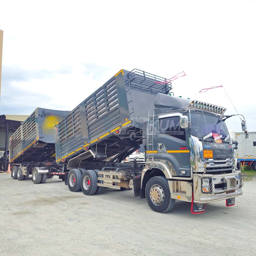 ซื้อสดลด 100,000 สด ลด VAT คอกเกษตรสีเทาแลมโบ ISUZU FXZ 360 แรงม้า ปี 66 + หางดั้มพ์ สามเพลา อู่เดอะฟินิกซ์ ปี 66 (7740 7741)