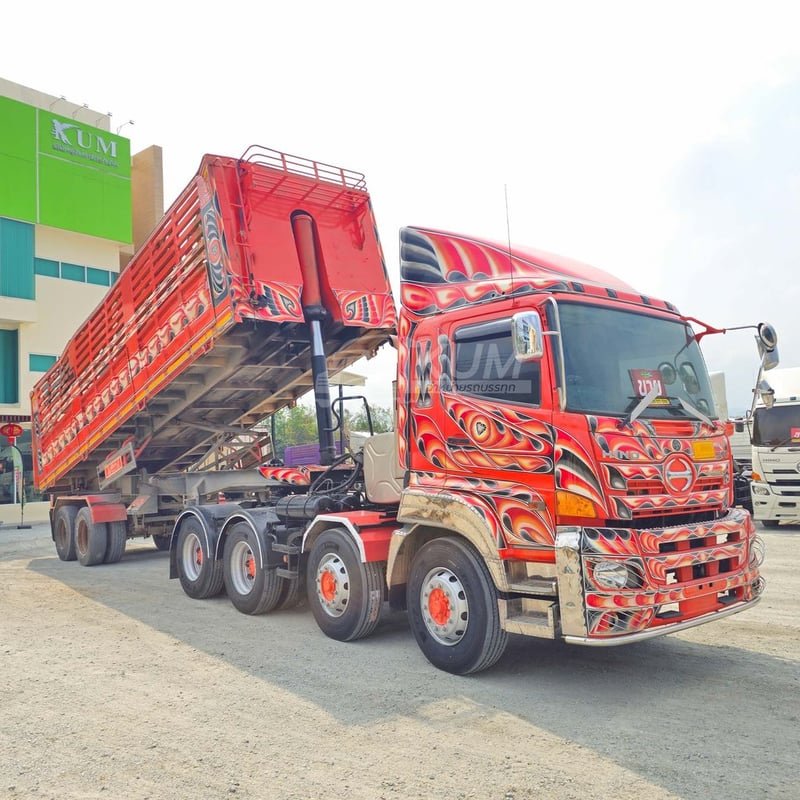 สิบล้อหัวลาก HINO FM1A 344 แรง ปี 2566 + หางเซมิดั้มพ์ สองเพลา อู่ CTT ปี 2566 (9078 9079)