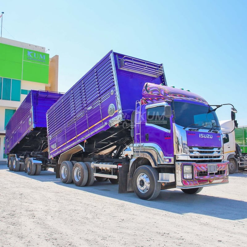  สิบล้อดั้มพ์ ISUZU FXZ 360 แรง ปี 2554 + หางดั้มพ์ สามเพลา อู่ส.สมบัติ ปี 2555 (9033 0857)