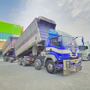 สิบสองล้อดั้มพ์ ISUZU FYH 360 แรง ปี 2557 + หางดั้มพ์ สามเพลา  อู่ส.สมบัติ ปี 2557 (8789 8190)