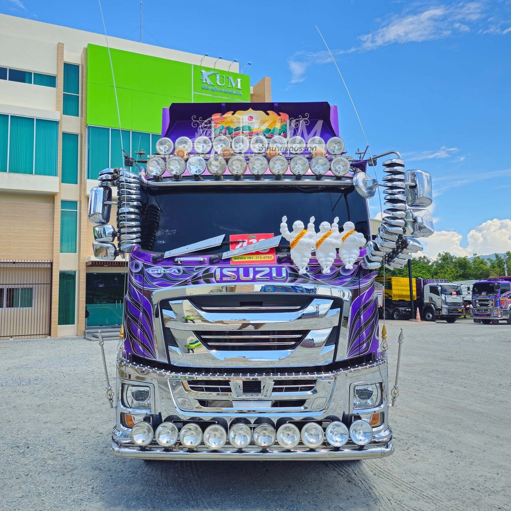 ผ่อน ลด ดอก พ่วงสีม่วงสวยมาก ISUZU FXZ 360 แรงม้า ปี 66 + หางดั้มพ์ สามเพลา ปี 66 (9107 9108)