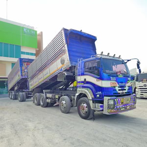 สิบสองล้อดั้มพ์ ISUZU FYH 360 แรง ปี 2557 + หางดั้มพ์ สามเพลา อู่ส.สมบัติ ปี 2557 (2465 2466)