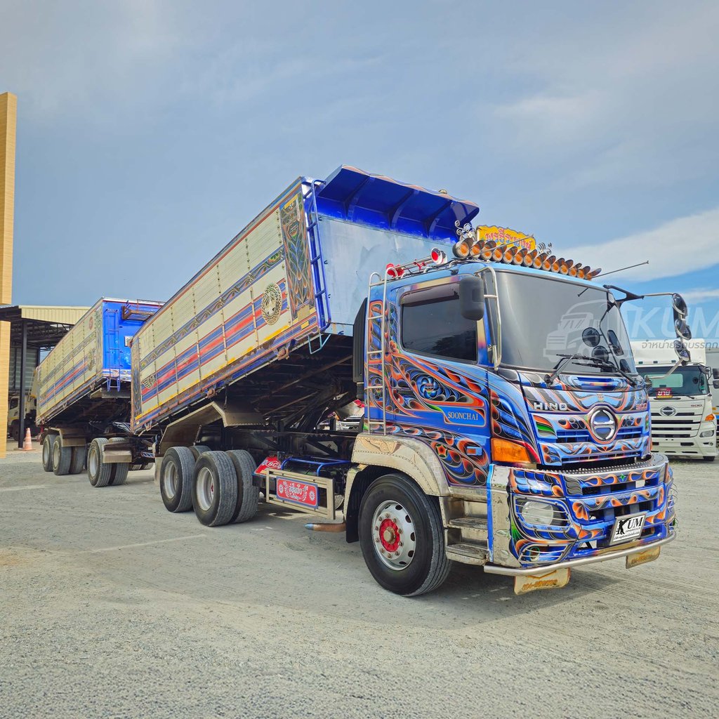 สด ลด VAT สิบล้อดั๊มพ์ HINO FM 344 แรงม้า ปี 60 + หางดั๊มพ์ สามเพลา อู่ซุ่นชัย ปี 60 (7825 7824)