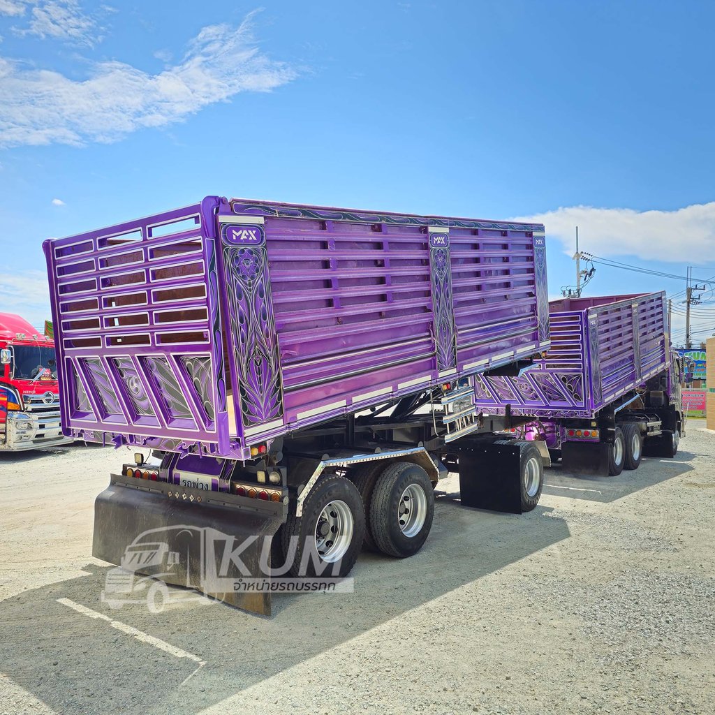 ผ่อน ลด ดอก พ่วงสีม่วงสวยมาก ISUZU FXZ 360 แรงม้า ปี 66 + หางดั้มพ์ สามเพลา ปี 66 (9107 9108)