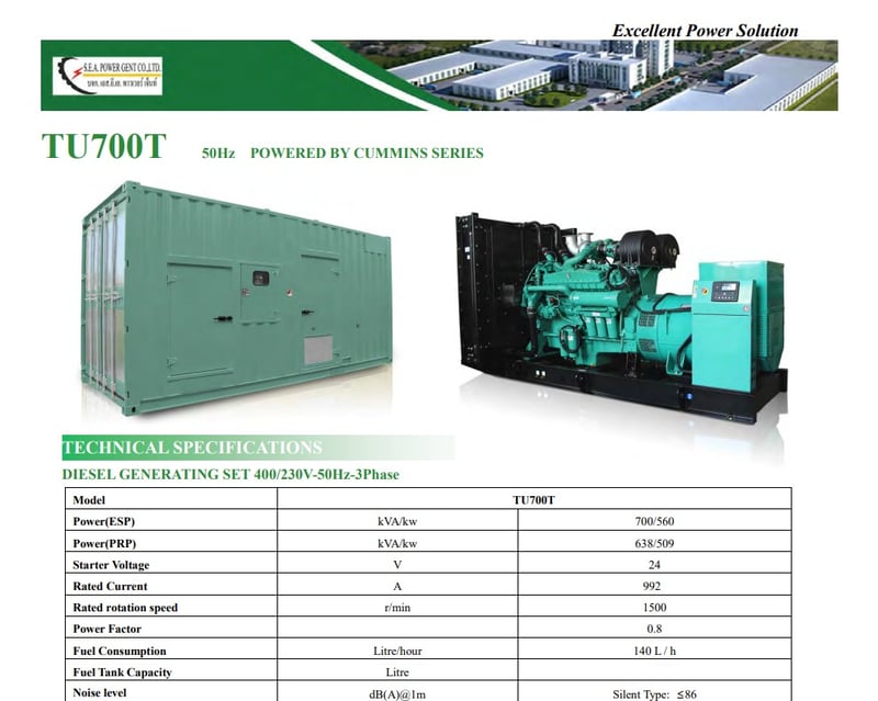 เครื่องปั่นไฟ คัมมิ่น TU700T  ใหม่ 190 ชม
