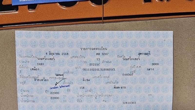 ฝากขายSANY SY 215Cปี68ใช้งานมา 4,000 ชั่วโมงเอกสารเล่มทะเบียนพร้อมโอนราคา 1,300,000 ฿โทร0867379991อ๊อฟ พิจิตร